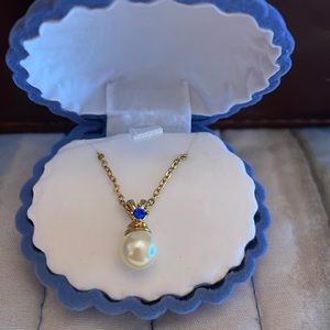 Avon pearl with blue birthstone necklace